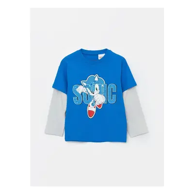 LC Waikiki LCW baby Vivid Blue Crew Neck Sonic Printed Baby Boy T-Shirt