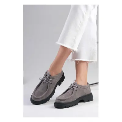 Mio Gusto Hope Gray Color Women's Loafers With Thick Soles