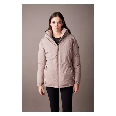 DEFACTO Fit Waterproof Puffer Jacket Slim Fit Slim Cut Hooded Fleece Lined Zippered Waterproof