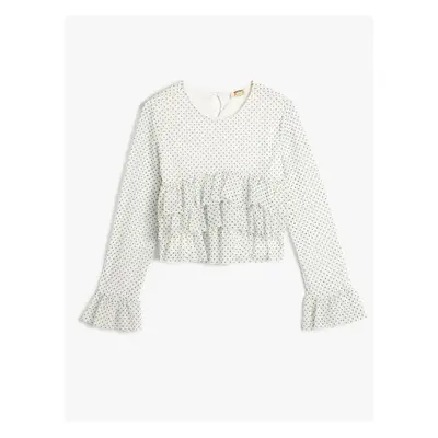 Koton Blouse Long Sleeve Crew Neck Ruffle Detail