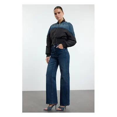 Trendyol Dark Blue High Waist Wide Leg Jeans