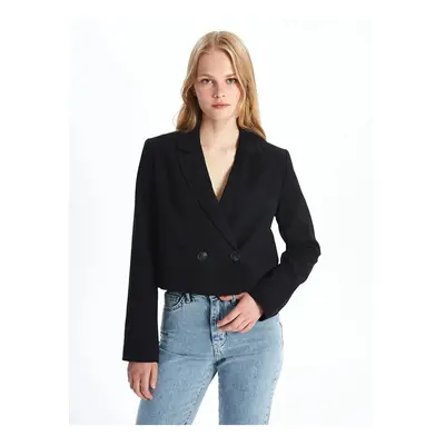 LC Waikiki LCW Vision New Black Plain Long Sleeve Crop Women's Blazer Jacket