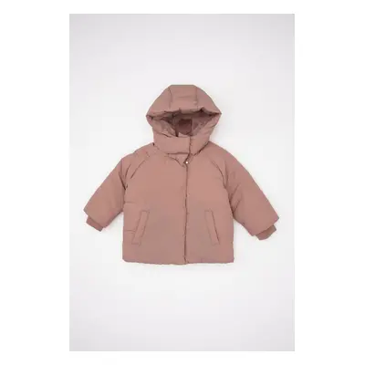 DEFACTO Baby Girl Hooded Water Repellent Soft Furry Coat