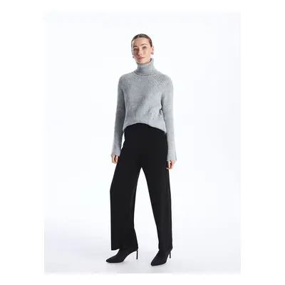 LC Waikiki Lcw Elastic Waist Plain Wide Leg Women's Knitwear Trousers