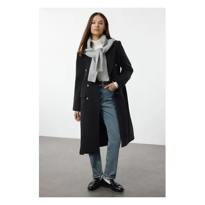 Trendyol Black Fitted Belted Coat