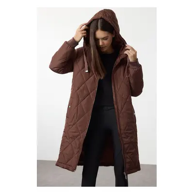 Trendyol Brown Regular Fit Hooded Quilted Coat