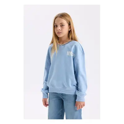 DEFACTO Girl's Relax Fit V-Neck Sweatshirt