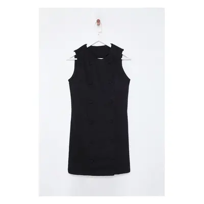 Trendyol Black Button Detailed Double Breasted Mini Denim Dress