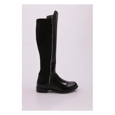 DGN Women's Back Stretch Zip Up Knee High Flats Boots.