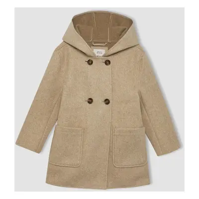 DEFACTO Girl's Hooded Cashmere Coat