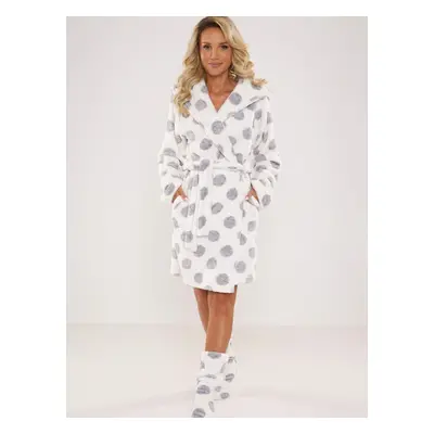 Women's bathrobe De Lafense Dots S-2XL ecru