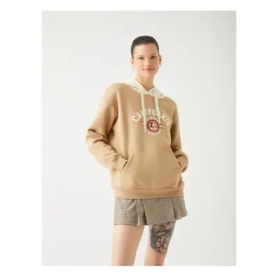 Koton Hooded Sweatshirt College Printed Kangaroo Pocket