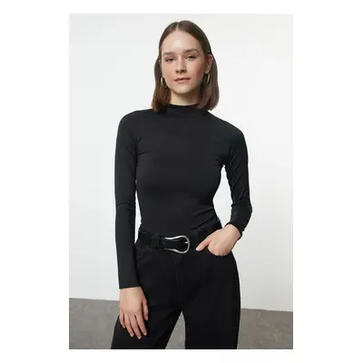 Trendyol Black Polyamide Turtleneck Slim/Fits Regular Knitted Blouse