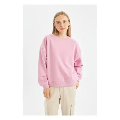 DEFACTO Cool Oversize Wide Pattern Crew Neck Thick Basic Plain Sweatshirt