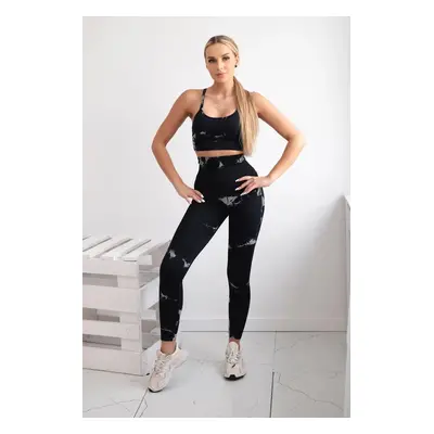 Dámský fitness set top + push up legíny - černá