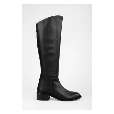 Shoeberry Women's Breeze Black Leather Boots