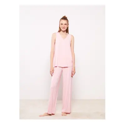 LC Waikiki Women's V-Neck Plain Pajamas Set