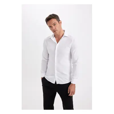 DEFACTO Slim Fit Slim Fit Polo Collar Poplin Long Sleeve Shirt R4340az24sp