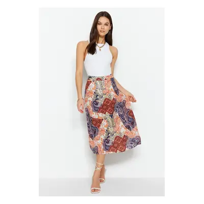 Trendyol Blue Midi Woven Printed Skirt