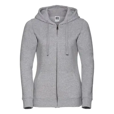 Light grey women's hoodie with Authentic Russell zipper