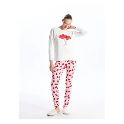 LC Waikiki Crew Neck Printed Long Sleeve Women's Pajama Set