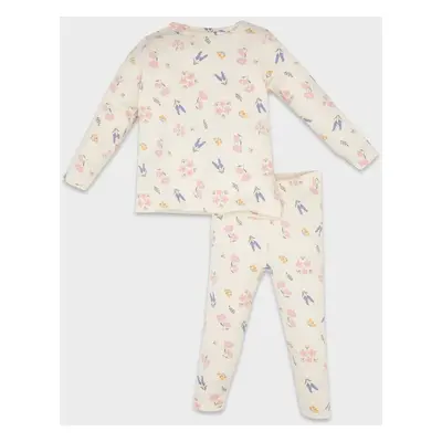 DEFACTO Baby Girl Floral Long Sleeve Ribbed Camisole Pajama Set