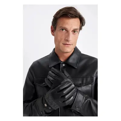 DEFACTO Men's Faux Leather Gloves