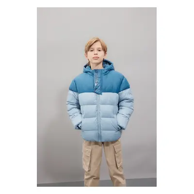 DEFACTO Boy's Water Repellent Hooded Zippered Pocket Fleece Lined Puffer Jacket