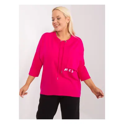 Fuchsiová ležérní halenka plus size s nápisem