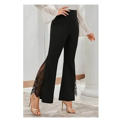 Trendyol Black High Waist Spanish Leg Lace Detail Trousers