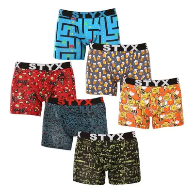 6PACK pánské boxerky Styx long art sportovní guma vícebarevné