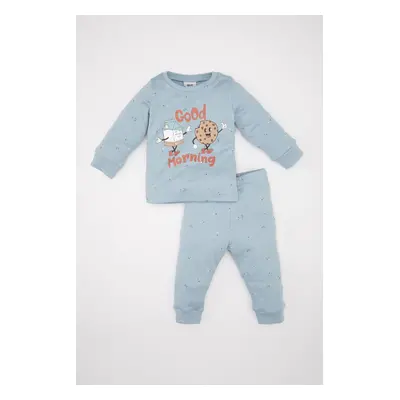 DEFACTO Baby Boy Pajama Set Printed Long Sleeve Top Long Bottom