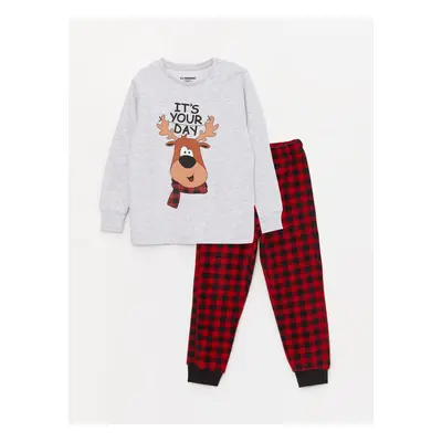 LC Waikiki Crew Neck Christmas Themed Long Sleeve Boys Pajamas Set