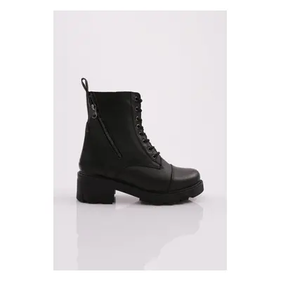 DGN Madrid-04k Women's 22k Laced Tooth Zippered Boots Black