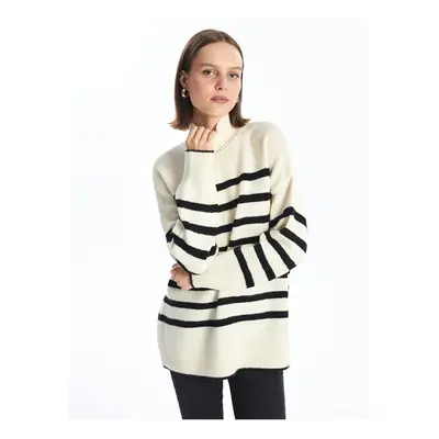 LC Waikiki LCW Vision Half Turtleneck Striped Long Sleeve Oversize Women's Knitwear Sweater