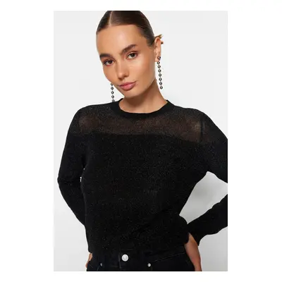 Trendyol Black Silvery Transparent Knitwear Sweater