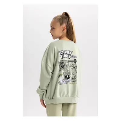 DEFACTO Girl Looney Tunes Oversize Fit Crew Neck Thick Sweatshirt