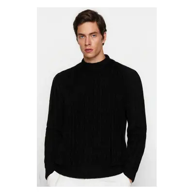 Trendyol Black Casual Regular Turtleneck Textured Knitwear Sweater