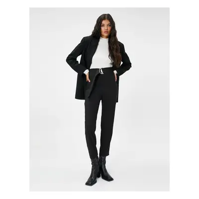 Koton High Waist Belted Fabric Trousers