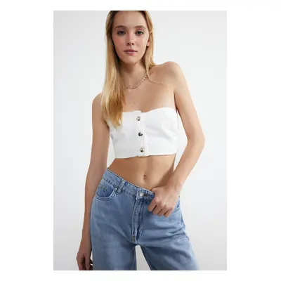 Trendyol White Strapless Denim Bustier