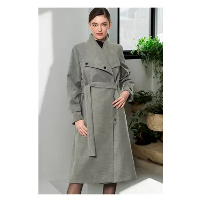 Z6645 DEWBERRY WOMEN'S COAT-PLAIN GREY