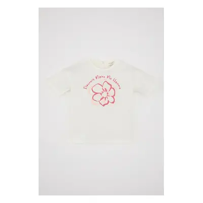 DEFACTO Baby Girl Crew Neck Floral Short Sleeve T-Shirt