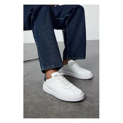 Trendyol White Genuine Leather Contrast Men's Sneakers