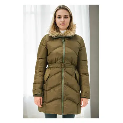 Z6767 DEWBERRY WOMEN'S COAT-KHAKI-1