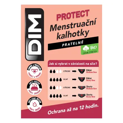 Černé dámské noční menstruační kalhotky s krajkovým detailem Dim MENSTRUAL LACE SLIP