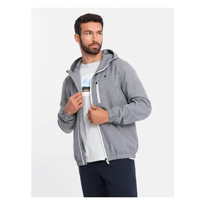 Ombre Men's lightweight sports jacket with fleece lining - gray