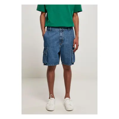 Organic Denim Cargo Shorts seprané v indigu