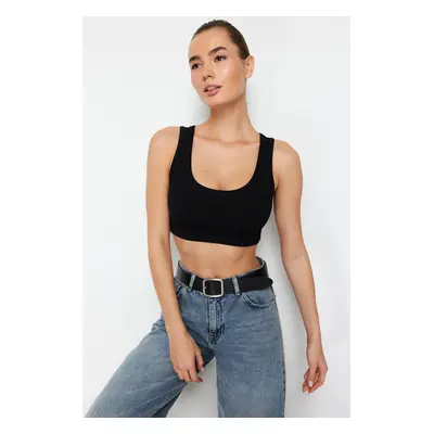 Trendyol Black Strap Crop Ribbed Flexible Knitted Undershirt