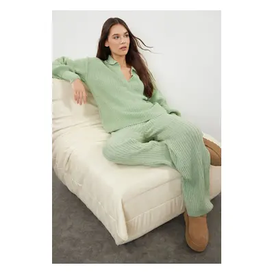 Trendyol Mint More Sustainable Soft Textured Knitwear Bottom-Top Set