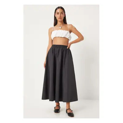 Happiness İstanbul Women's Black Linen Blend Maxi Skirt